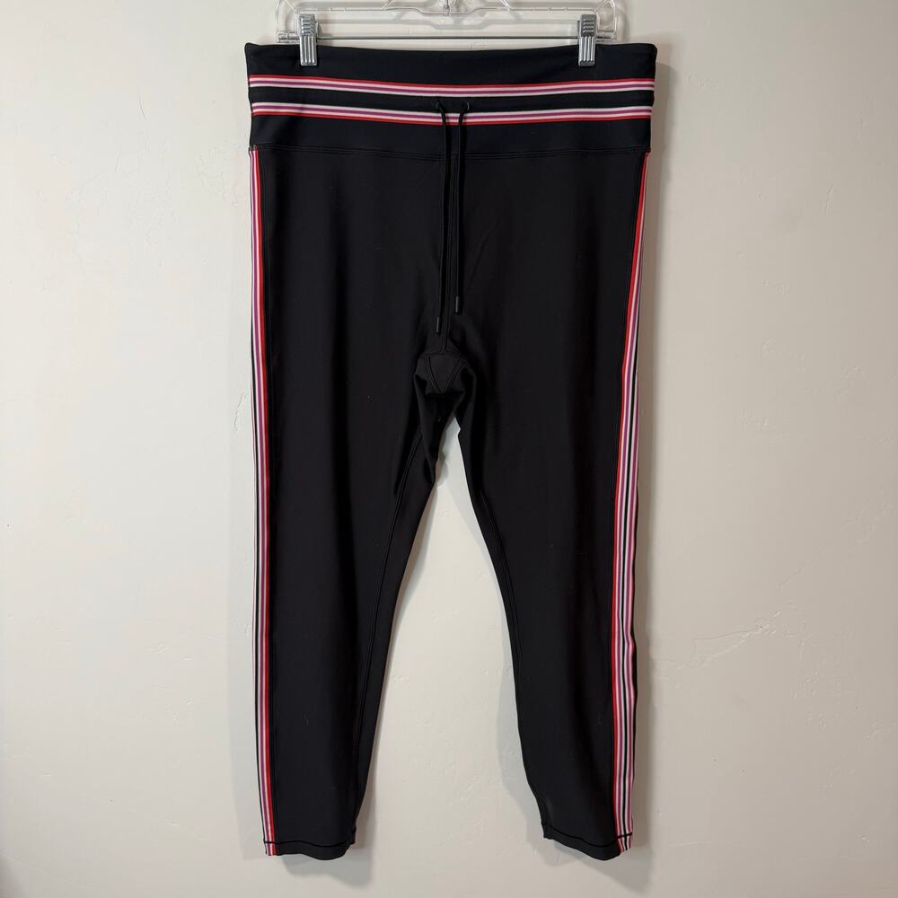 Johnny Was Bee Active Leggings XL Tie Waist Stripe Black